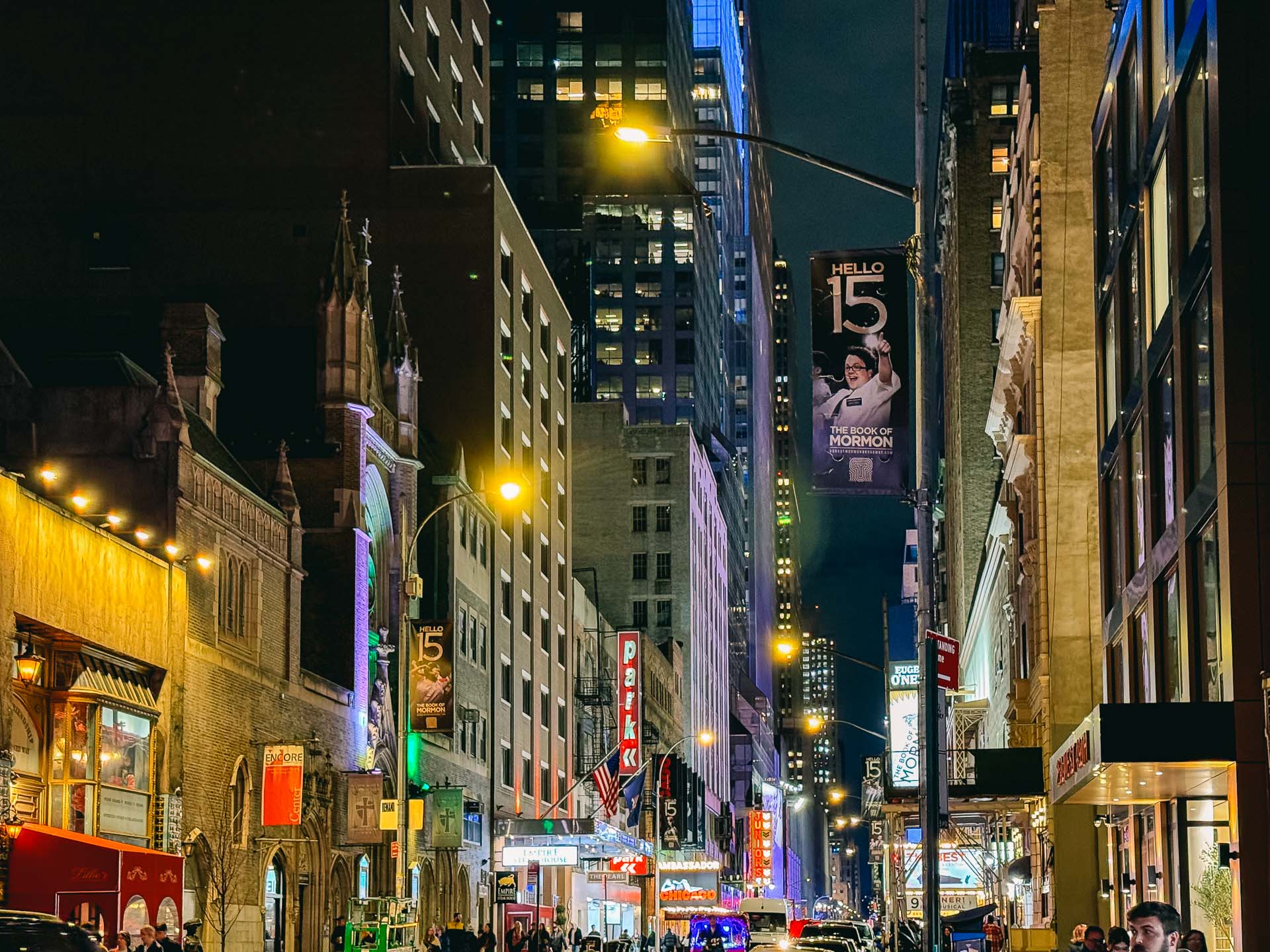 New York at night after a play in Broadway
